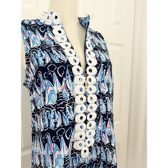 Lilly Pulitzer Womens Navy Sails and Stripes Print Jane Shift Dress Size 2 - Picture 3 of 7